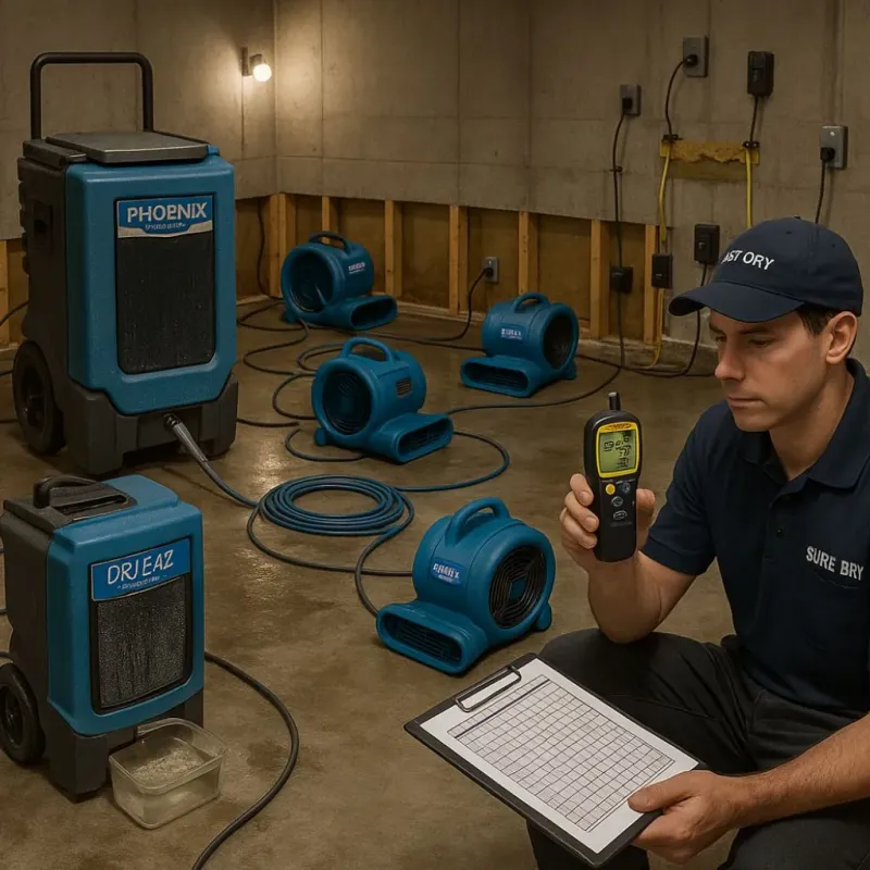Structural Drying and Dehumidification process in Fond du Lac County, WI
